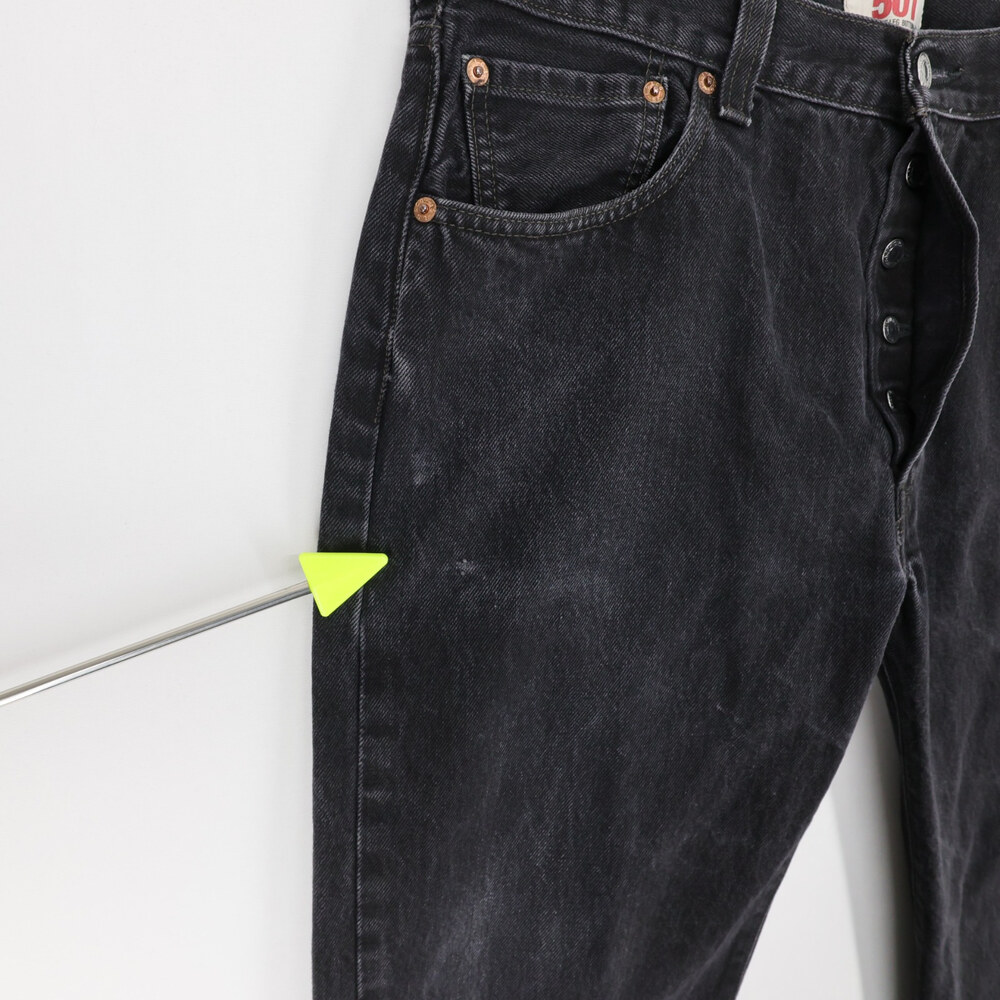 Levis 501 Jeans Mens 36x32 Black Straight Leg Button Fly Denim Original Fit - Picture 4 of 13